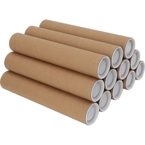 Tubes en Carton Ronds avec Bouchons Plastique, Lot de 12, 5,3x30cm, Rangement pour Affiches, Envoi et Protection de Documents (1/5)
