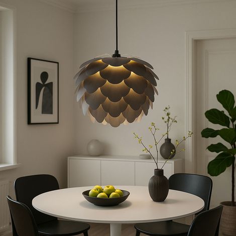 Pendelleuchte Hängeleuchte Esszimmerleuchte Blätterdesign Anthrazit Stahl E27 (1/5)