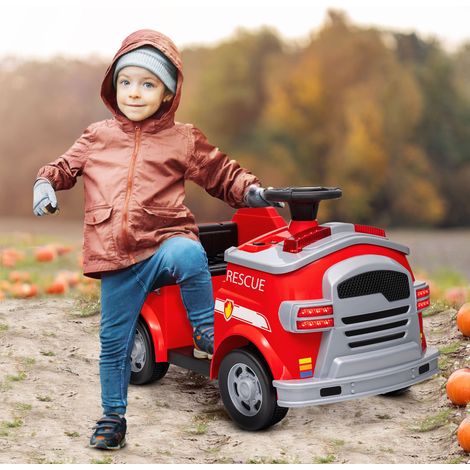 Camión de bomberos, coche eléctrico infantil, máx. 3 km/h, sirena, luz azul intermitente, herramientas, para niños de 3 a 5 años. (1/5)