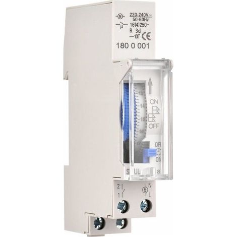 24-hour Mechanical Timer, DIN Rail Mount, 15-minute Integrated, Sul180a, 220-240v, Gray (1/4)