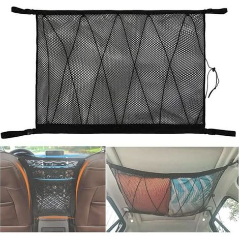 Filet à bagages de toit de voiture - Couverture de toit de voiture - Filet de rangement - Blanc - Voiture (1/4)