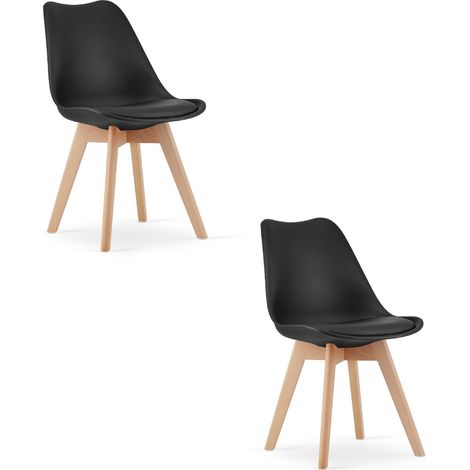 Set di 2 sedie Mark nere con gambe in faggio (1/5)