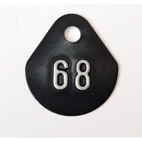 Chiffre goutte d'eau fond noir (à l'unité) estampé "68" en relief blanc hauteur d'écriture 11mm DERANCOURT