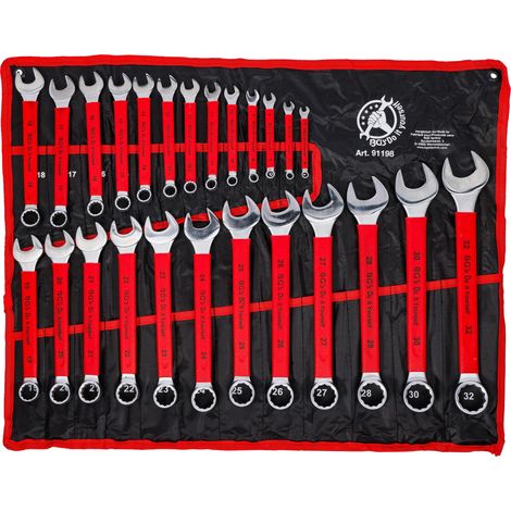 Bgs Technic – Jeu de clés mixtes 6-32 mm avec poignée antidérapante – 25 pièces – Pour espaces confinés – 91198