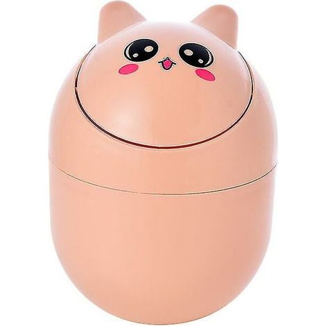 Desktop Trash Can Mini Flip Cartoon Design Removable Desktop Trash Can Cute Style Home Trash Can, Orange, 18 x 13cm MUMU