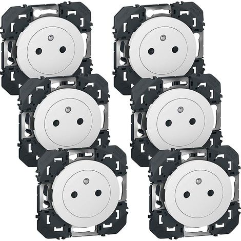 Wall Electrical Socket with Earth Surface - 2P + T Flush Socket with Retractable Bottom - White - (1/2)