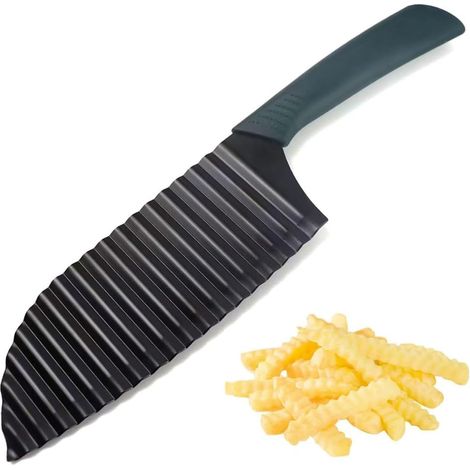 1 Couteau Ondulé, Acier Inoxydable, Couvercle Protection, Forme Vague, Découpe Légumes Fruits, Cuisine Adultes Enfants