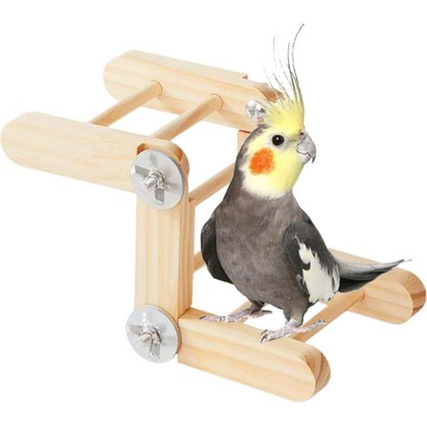 Échelle en bois pour oiseaux - Jeux interactifs naturels réglables - Jouet (1/5)