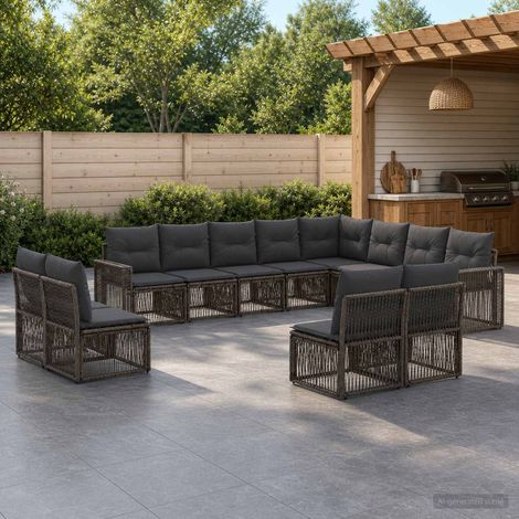 Set Divano da Giardino 12 pcs Grigio e Grigio Scuro polyrattan vidaXL (1/5)
