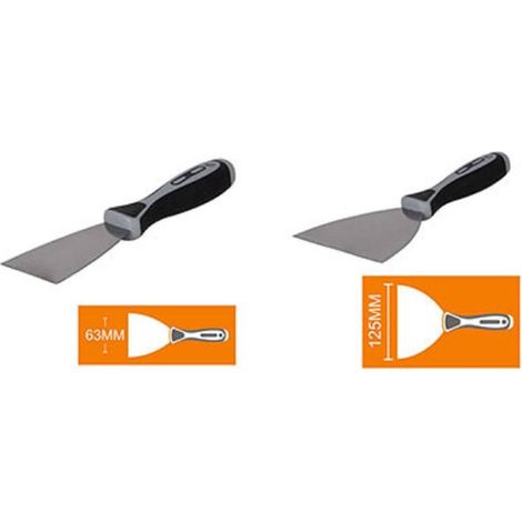 Spatule En Acier 2pcs Manche Antidérapant Pour Peintre Plâtres 63 125 Mm
