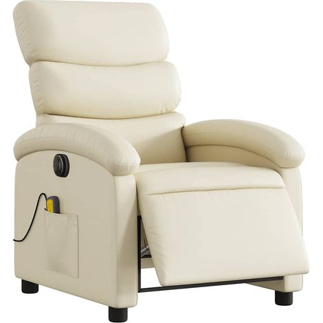 Sillón de masaje reclinable eléctrico cuero sintético crema vidaXL (1/5)