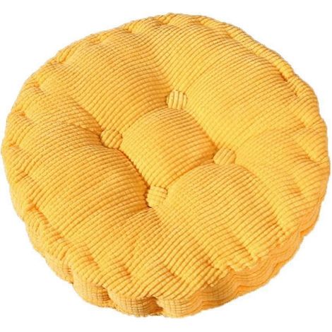 Coussin de chaise rond confortable pour la maison, la cuisine, le jardin, la salle à manger, le bureau, 40 x 40 cm, jaune (1/5)
