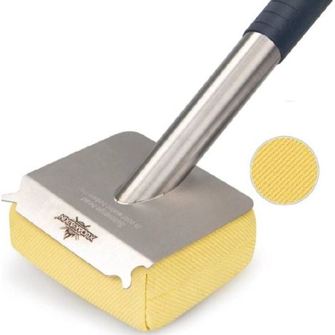 Brosse pour gril sans poils, coussinet ondulé en fibre d'aramide unique, idéal pour les grils en fonte/acier inoxydable, tête de nettoyage remplaçable, brosse sûre pour les grillades en extérieur (1/5)