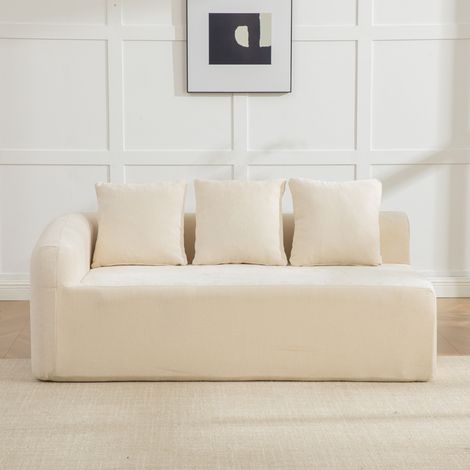 Canapé modulaire compressé en tissu chenille, rempli de mousse haute élasticité 30D. Facile à déplacer et doté d’un dessous antidérapant, idéal pour le salon et d’autres pièces. Beige (1/5)