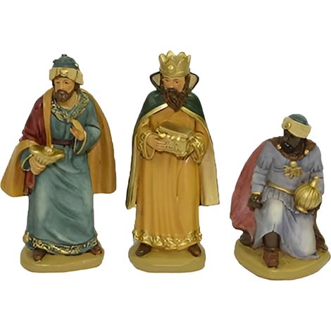 Set 3 Re Magi Presepe Melchiorre Gaspare Baldassarre Altezza max11 cm statuine  in Poliresina colorata Personaggi sotteggi natalizi