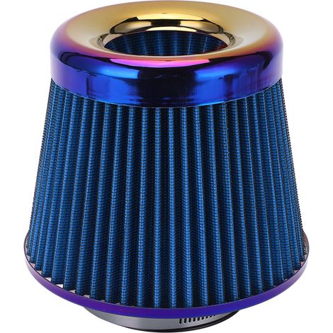Jeffergarden Filtre à Air D'admission, Filtre à Air D'admission de Voiture 3in 76mm Accessoire Universel de Cône Réutilisable Lavable Haute Performance(bleu) (1/4)