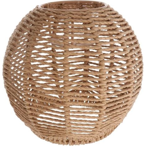 Pantalla de lámpara de ratán estilo bohemio vintage para bombillas E27, lámpara de pie, lámpara de techo, pantalla de hierba marina (1/5)