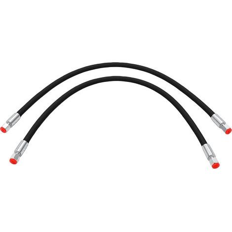 Tuyaux hydrauliques pour Mini pelle, 2 pièces, 32 pouces, caoutchouc haute pression, connecteur 1/4 pouces, 60MPa, 8702PSI (1/5)