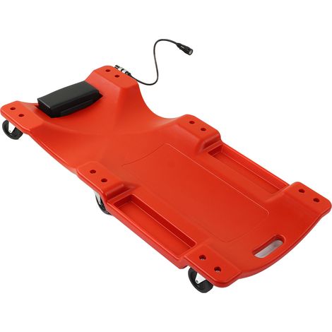 Chariot de mécanicien rotatif 360° capacité 200KG avec lumière LED, plateau coulissant bas pour réparation automobile (1/5)