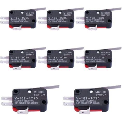 Lot de 10 micro-interrupteurs à levier à charnière à bras court, SPDT droit, à action rapide, pour Arduino V-152-1C25 (1/5)
