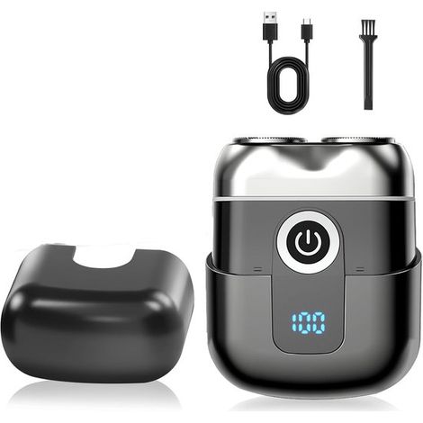 Mini rasoir électrique homme - Tondeuse barbe et tondeuse pop-up - Charge rapide USB-C - Portable pour voyage et maison - Rasoir de poche (1/5)