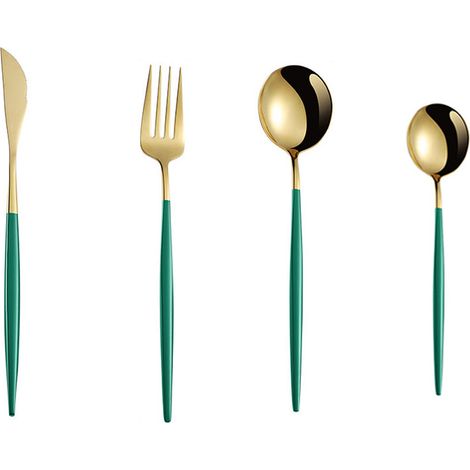 Couverts En Acier Inoxydable - Set De 4 Pièces 2 Cuillères 1 Couteau 1 Fourchette - Pour Pique-Nique Camping Bureau École - 1 Set (1/5)