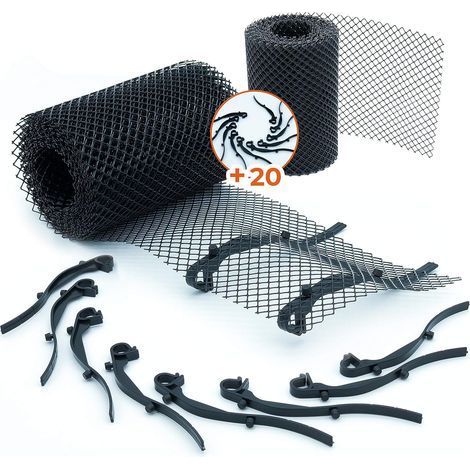 TAISHENGDA-Grillage Gouttiere Haute Qualité ROBUSTE [+ INCLUS 20 Crochets + 2 Grille 6m x 16cm] Protege Toiture + Protection contre Feuille. Protège Goutiere pvc mieux (1/5)