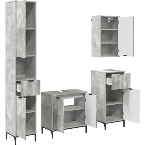 Maison Exclusive - Badezimmermöbel-Set mit Tür Beton Grau Holzwer