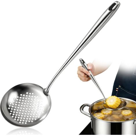 1 - Écumoire - Louche - Acier Inoxydable - Mailles Fines Pour Filtrer Et Écumer - Cuisine Et Pâtisserie - Argent - 30x8cm (1/5)