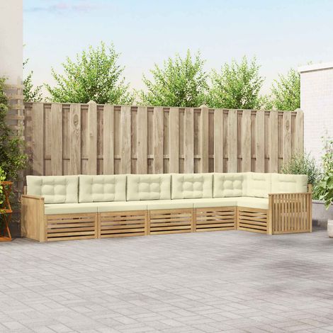vidaXL Outdoor-Sofagarnitur 6 Stk. Weiß und Creme Polyester (1/5)