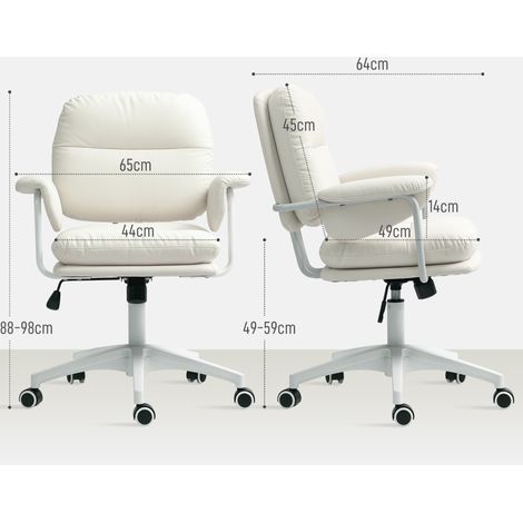 Silla de oficina basculante, altura ajustable, reposapiés, polipiel blanco DESVIAE (1/4)