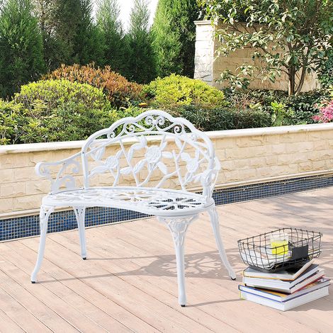 Gartenbank Monfalcone Gusseisen im Antik-Design Weiß [casa.pro] (1/5)