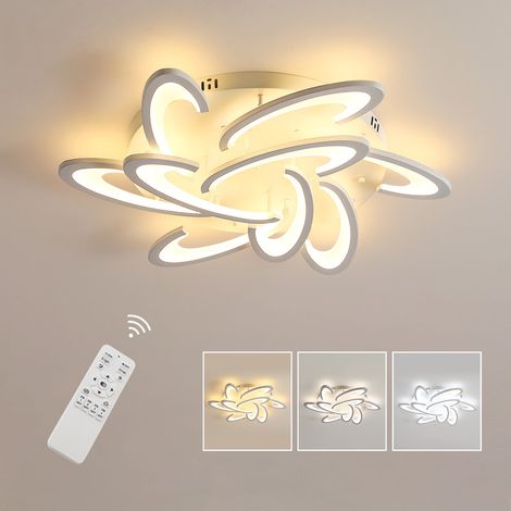 COMELY Plafoniera LED in Acrilico Bianco 45W, Telecomando Regolabile, 9 Fonti Luminose, per Soggiorno, Camera da Letto, Sala da Pranzo (1/5)