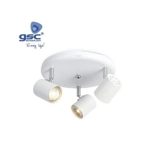 Spot - GSC - 001905361 - 3 éléments circulaires - Blanc - GU10 - Articulé