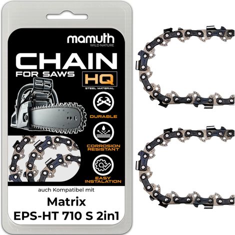 2x Chaîne de tronçonneuse 25cm 1,3mm 3/8" 40 TG pour Matrix EPS-HT 710 S 2en1 (1/4)