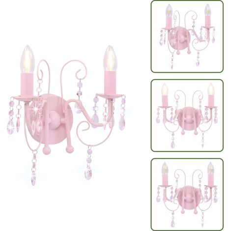 Applique murale à perles Rose 2 ampoules E14 - Applique Murale - Luminaire Mural - Lampadaire - Éclairage Intérieur - Ambiance Chaleureuse (1/5)