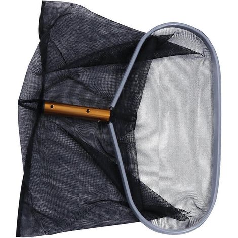 Épuisette de nettoyage de piscine à cadre en aluminium à mailles profondes à motif de feuilles, adaptée aux piscines et aux étangs, sans barre de tension (noire). (1/5)
