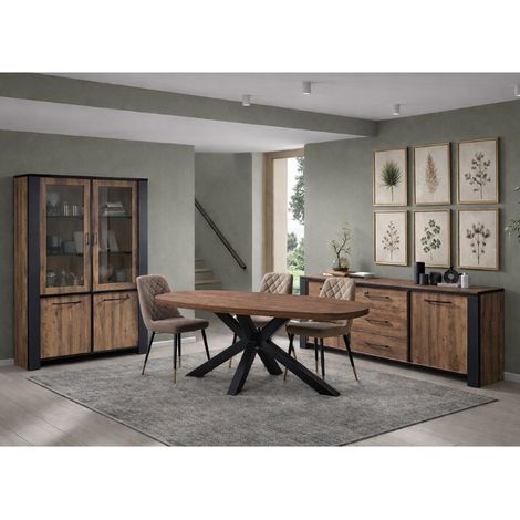 Salle manger complète en bois avec table ovale SAMANTHA (1/5)