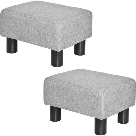 Pouf - HOMCOM - Lin (100% polyester) - 40x30x24cm - Gris (1/5)