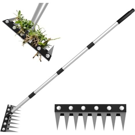Râteau de désherbage de jardin à long manche, outil de désherbage portatif, outil de désherbage de jardin, 4 sections (1/5)
