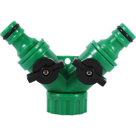 Divisor de manguera de 2 vías, conector de manguera de riego por goteo con adaptador de grifo de válvula en Y. (1/4)