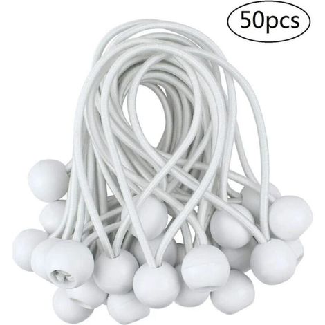 50 Pcs Tendeur à Boule Élastique, Tendeur de Bâche pour Pavillon, Camping, Tente Cordons, Rideaux Harnais d'Extension, 15cm