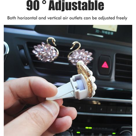 Cristal Swan Clip Bouche Aération Voiture Diffuseur Parfum Auto Désodorisant Strass Accessoire Bling Véhicule (1/5)