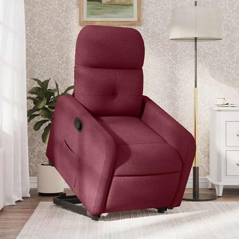 Sillón reclinable elevable tela rojo tinto vidaXL (1/5)