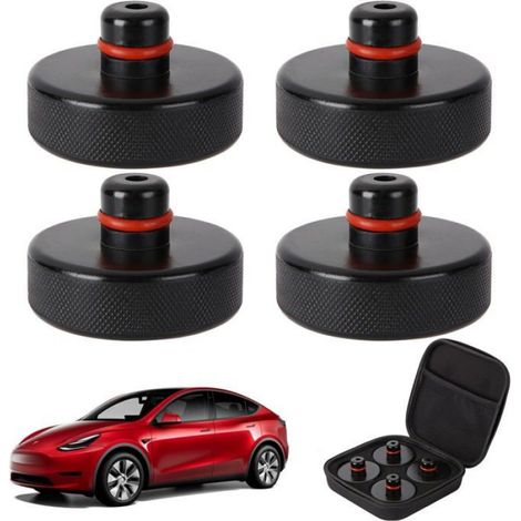 Jack Pad pour Tesla Model 3/Y/S/X, Adaptateur de Cric en Caoutchouc pour Sol, Outil de Levage, Support Protège-Batterie et Châssis (1/4)