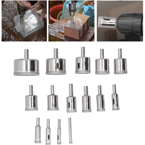 Set mit 15 Diamant-Lochsägen von 6 bis 50 mm für Glas, Keramik und Marmor, Werkzeug zum Abrunden und Polieren von Buddha-Perlen (1/5)
