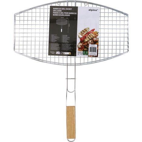 Panier gril barbecue double EDCO 55 x 45 x 1,5 cm Poignée bois Finition chromée