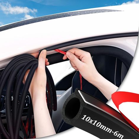 Joint Porte Voiture Caoutchouc Adhesif - Universel Bande Joint de Porte Voiture Autocollant, Isolation Phonique Joint Voiture pour Coffre, Pilier, Portes, Fenetres (10x10mm, 6.1M) (1/5)