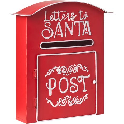 Boîtes aux Lettres pour Père Noël en Métal Accessoire Décoration Intérieur Extérieur Rouge Espoo