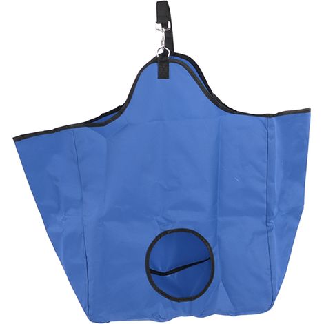 Sac à foin en tissu Oxford pour chevaux, sac de rangement portable pour le foin en extérieur avec anneaux métalliques, bleu (1/5)